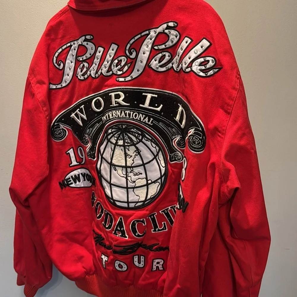 Pelle Pelle a club Red Jacket with Embroidered Design EUC 4XL